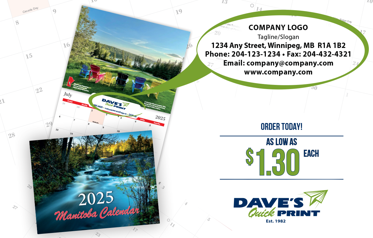 2025 Calendar Winnipeg Printer Winnipeg Digital Printer Winnipeg